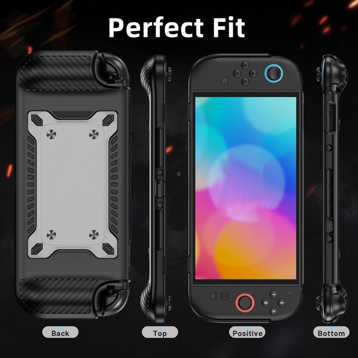 For Nintendo Switch 2 Anti-slip Textured TPU Hybrid PC Gaming Console Protective Case with Card Slot(Black)