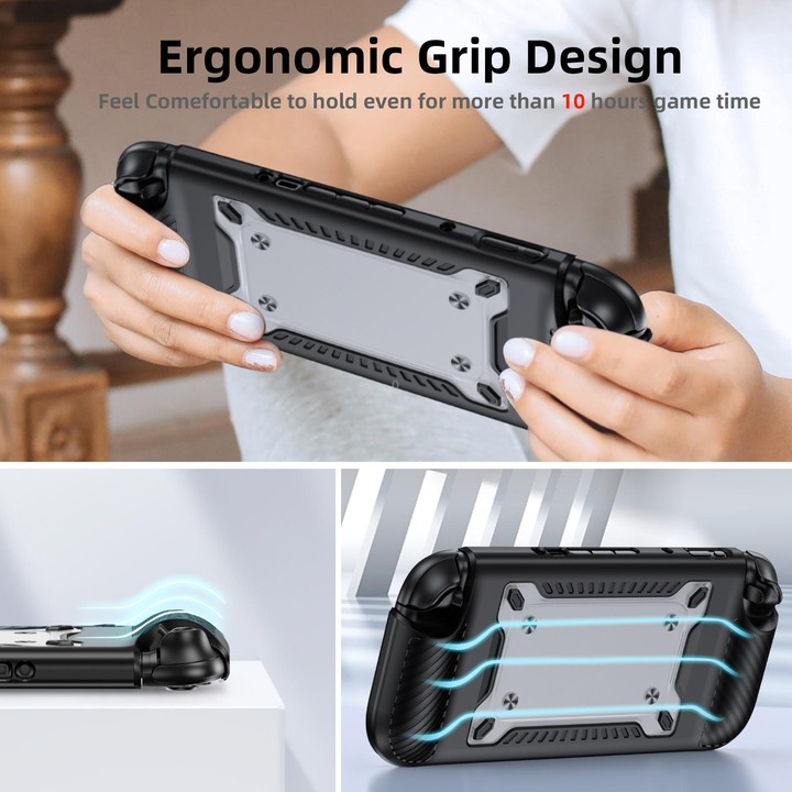 For Nintendo Switch 2 Anti-slip Textured TPU Hybrid PC Gaming Console Protective Case with Card Slot(Black)