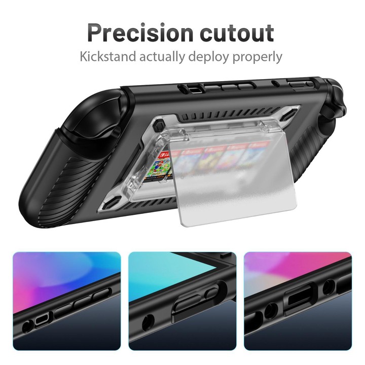 For Nintendo Switch 2 Anti-slip Textured TPU Hybrid PC Gaming Console Protective Case with Card Slot(Black)