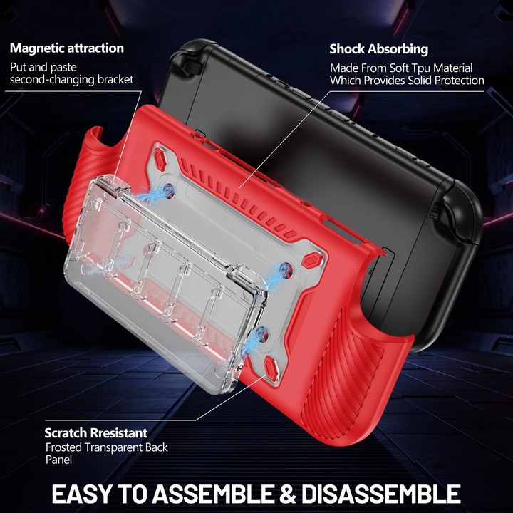 For Nintendo Switch 2 Anti-slip Textured TPU Hybrid PC Gaming Console Protective Case with Card Slot(Red)