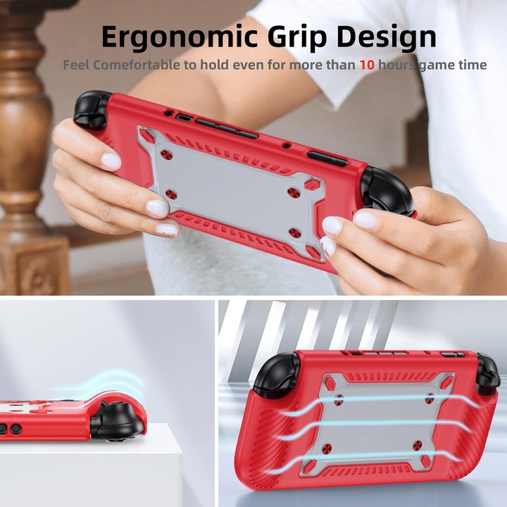 For Nintendo Switch 2 Anti-slip Textured TPU Hybrid PC Gaming Console Protective Case with Card Slot(Red)