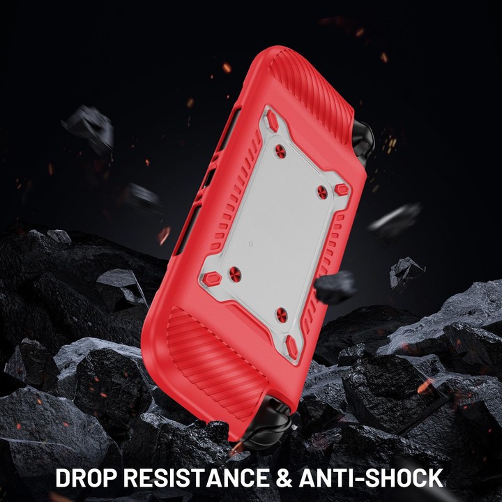 For Nintendo Switch 2 Anti-slip Textured TPU Hybrid PC Gaming Console Protective Case with Card Slot(Red)