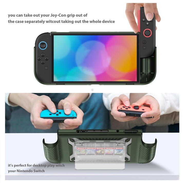 For Nintendo Switch 2 Anti-slip Textured TPU Hybrid PC Gaming Console Protective Case with Card Slot(Green)