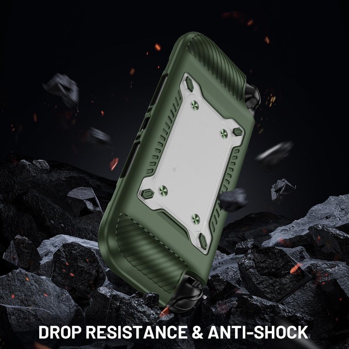 For Nintendo Switch 2 Anti-slip Textured TPU Hybrid PC Gaming Console Protective Case with Card Slot(Green)