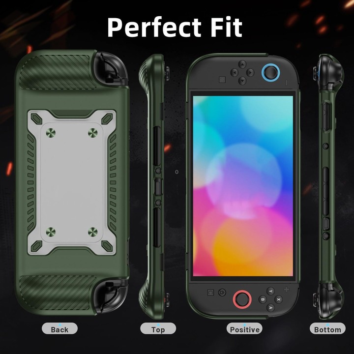 For Nintendo Switch 2 Anti-slip Textured TPU Hybrid PC Gaming Console Protective Case with Card Slot(Green)
