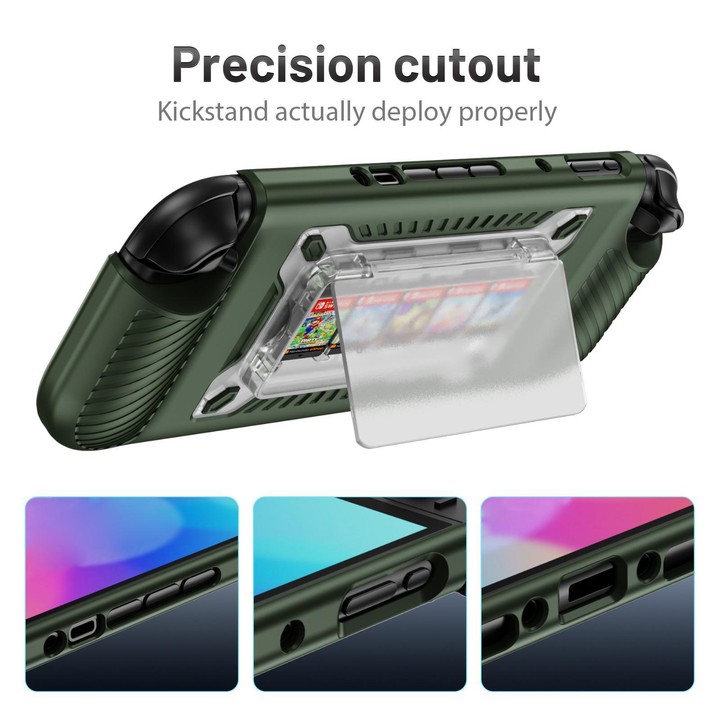 For Nintendo Switch 2 Anti-slip Textured TPU Hybrid PC Gaming Console Protective Case with Card Slot(Green)