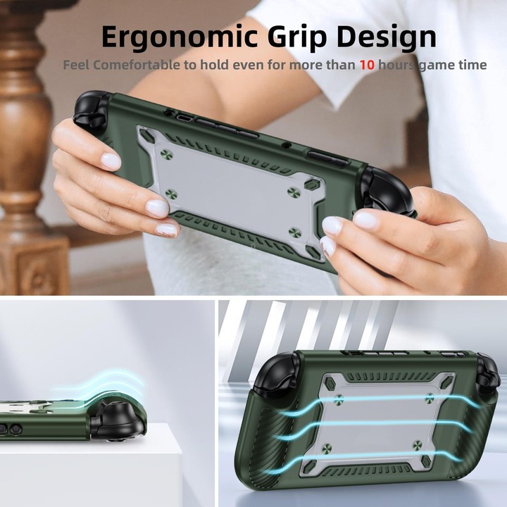 For Nintendo Switch 2 Anti-slip Textured TPU Hybrid PC Gaming Console Protective Case with Card Slot(Green)