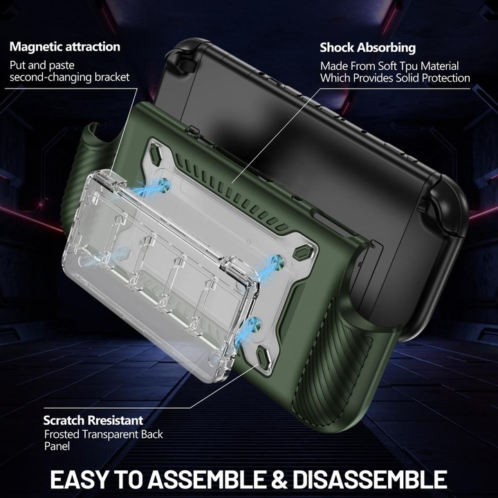 For Nintendo Switch 2 Anti-slip Textured TPU Hybrid PC Gaming Console Protective Case with Card Slot(Green)