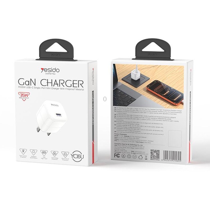 Yesido YC16U PD 35W Type-C Mini Ice Cube Fast Charger, Plug:US Plug(White)