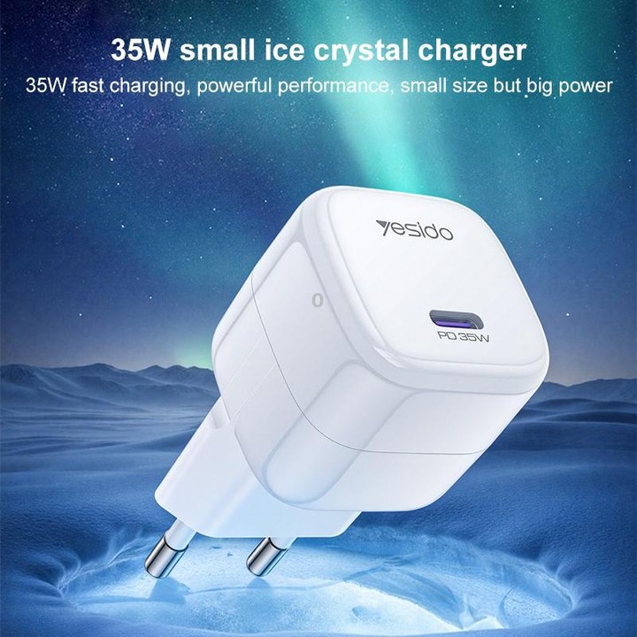 Yesido YC103 PD 35W Type-C Mini Ice Cube Fast Charger, Plug:EU Plug(White)