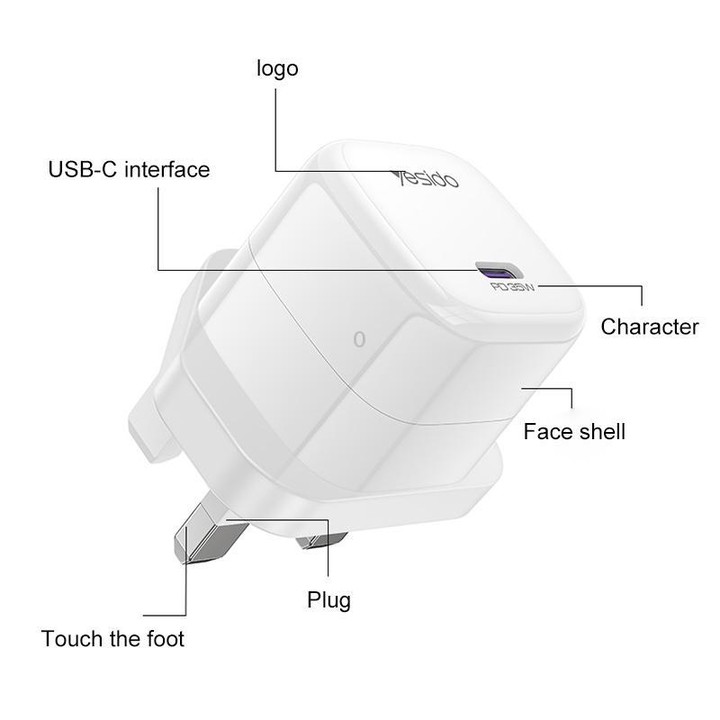 Yesido YC149 PD 35W Type-C Mini Ice Cube Fast Charger, Plug:UK Plug(White)