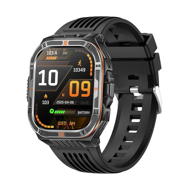 HT38 2.01 inch IPS Square Screen Smart Sports Watch Supports Bluetooth Call, Health Monitoring, LED Flashlight(Black Silicone St