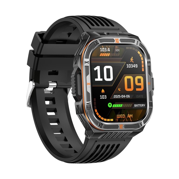 HT38 2.01 inch IPS Square Screen Smart Sports Watch Supports Bluetooth Call, Health Monitoring, LED Flashlight(Black Silicone St