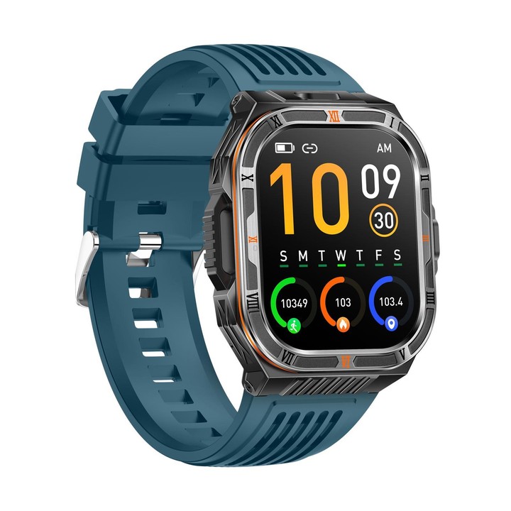 HT38 2.01 inch IPS Square Screen Smart Sports Watch Supports Bluetooth Call, Health Monitoring, LED Flashlight(Blue Silicone Str