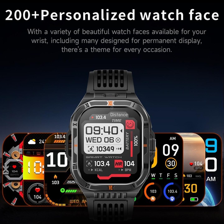 HT38 2.01 inch IPS Square Screen Smart Sports Watch Supports Bluetooth Call, Health Monitoring, LED Flashlight(Blue Silicone Str