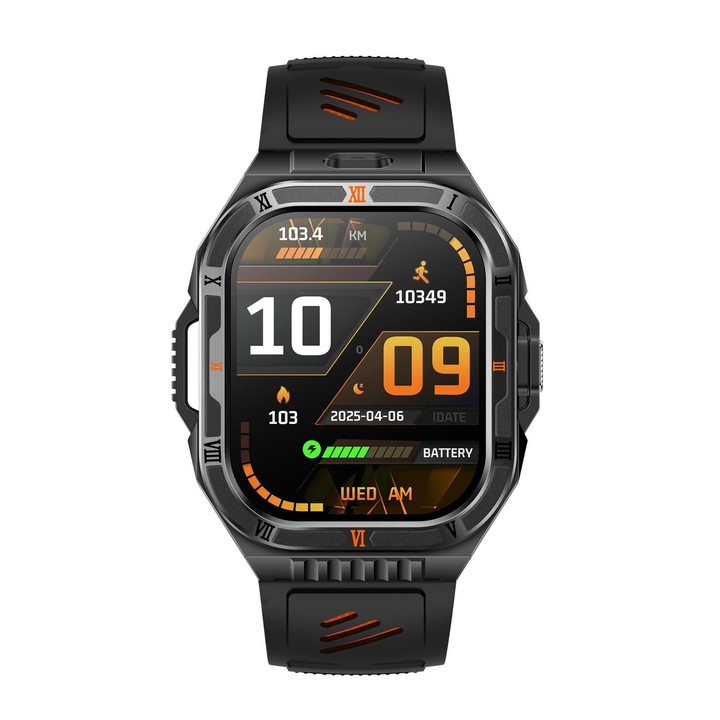 HT38 2.01 inch IPS Square Screen Smart Sports Watch Supports Bluetooth Call, Health Monitoring, LED Flashlight(Black Orange Sili