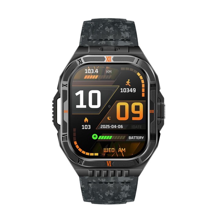HT38 2.01 inch IPS Square Screen Smart Sports Watch Supports Bluetooth Call, Health Monitoring, LED Flashlight(Camouflage Blue S