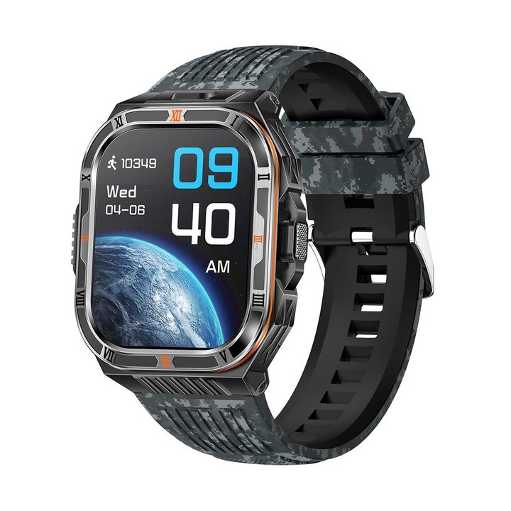 HT38 2.01 inch IPS Square Screen Smart Sports Watch Supports Bluetooth Call, Health Monitoring, LED Flashlight(Camouflage Blue S