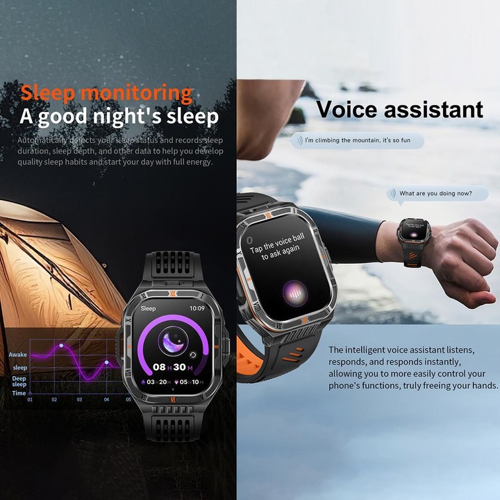 HT38 2.01 inch IPS Square Screen Smart Sports Watch Supports Bluetooth Call, Health Monitoring, LED Flashlight(Black Steel Strap