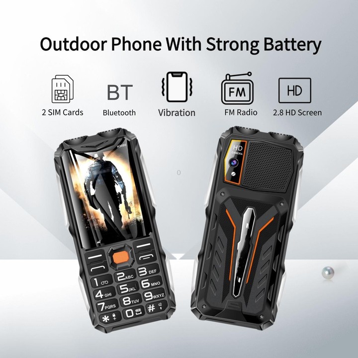 H3000 Elder Rugged Phone, 4000mAh Battery, 2.8 inch, 21 Keys, Network: 2G, LED Flashlight, FM, Dual SIM, Plug:EU Plug(Black)