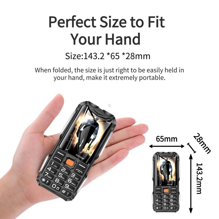 H3000 Elder Rugged Phone, 4000mAh Battery, 2.8 inch, 21 Keys, Network: 2G, LED Flashlight, FM, Dual SIM, Plug:EU Plug(Black)