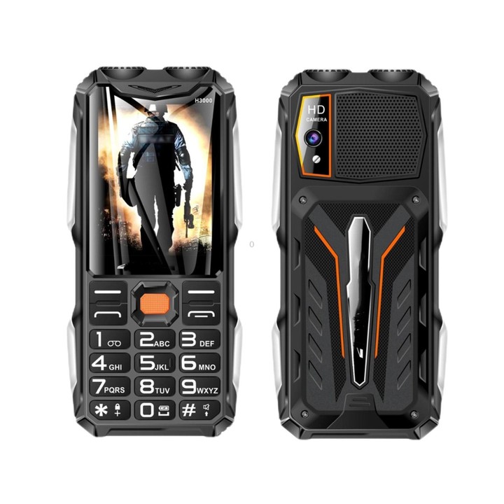H3000 Elder Rugged Phone, 4000mAh Battery, 2.8 inch, 21 Keys, Network: 2G, LED Flashlight, FM, Dual SIM, Plug:EU Plug(Black)