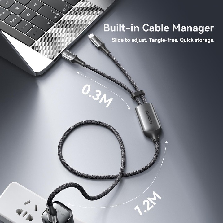 JOYROOM S-A57 RapidX Series 100W 2-in-1 USB-C / Type-C to USB-C / Type-C, USB-C / Type-C Fast Charging Data Cable, Length:1.5m(D