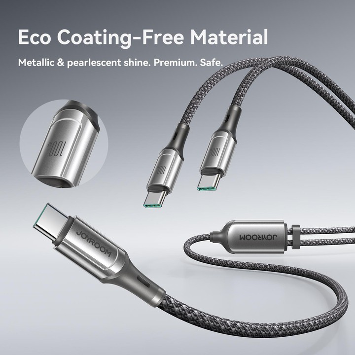 JOYROOM S-A57 RapidX Series 100W 2-in-1 USB-C / Type-C to USB-C / Type-C, USB-C / Type-C Fast Charging Data Cable, Length:1.5m(D