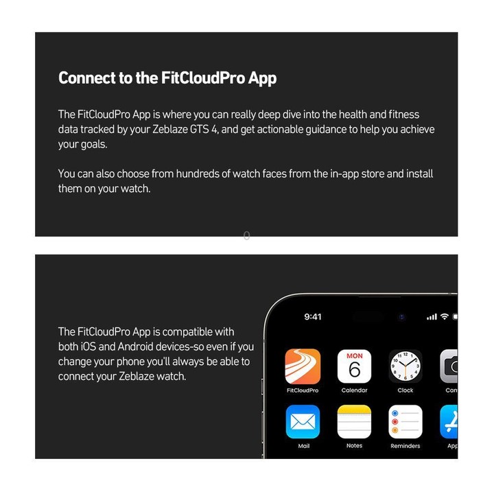 Zeblaze TS 4 1.94 inch AMOLED Screen IP68 Waterproof Sports Fitness Smart Watch(Midnight Black)