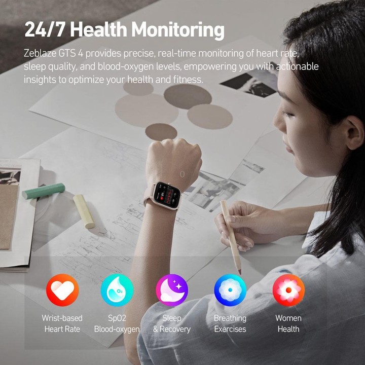 Zeblaze TS 4 1.94 inch AMOLED Screen IP68 Waterproof Sports Fitness Smart Watch(Midnight Black)
