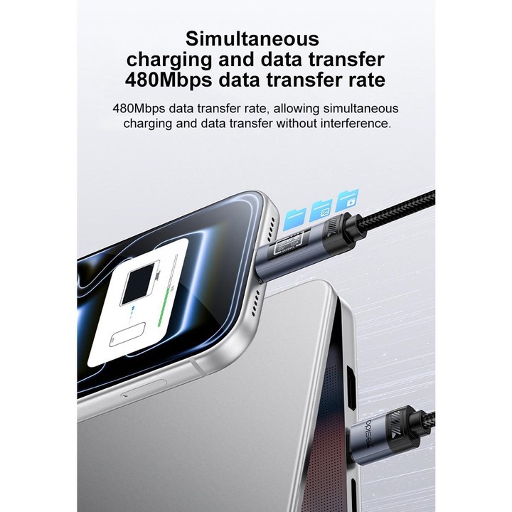 Yesido CA202 100W 5A Type-C to Type-C OLED Display Charging Data Cable, Length:1.2m(Black)