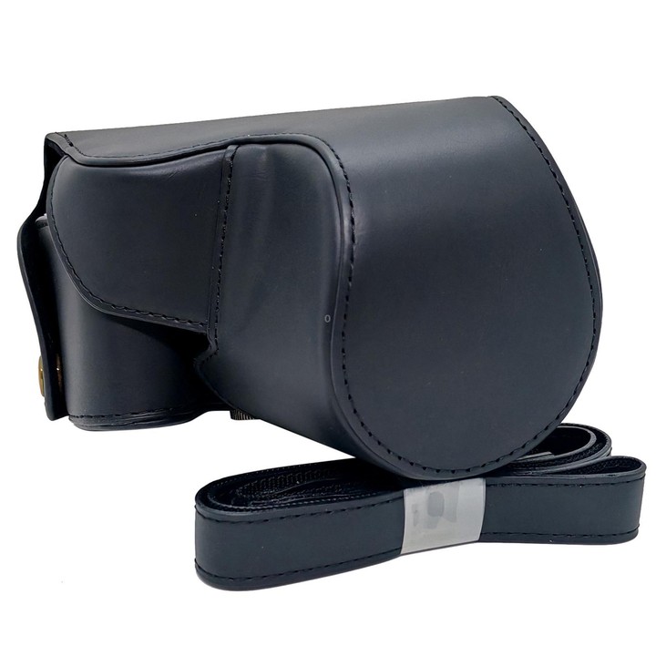For Canon PowerShot SX50 HS Full Body Vegan Leather Camera Case Bag with Strap(Black)