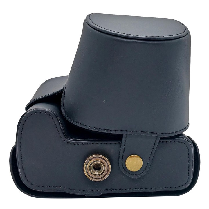 For Canon PowerShot SX50 HS Full Body Vegan Leather Camera Case Bag with Strap(Black)