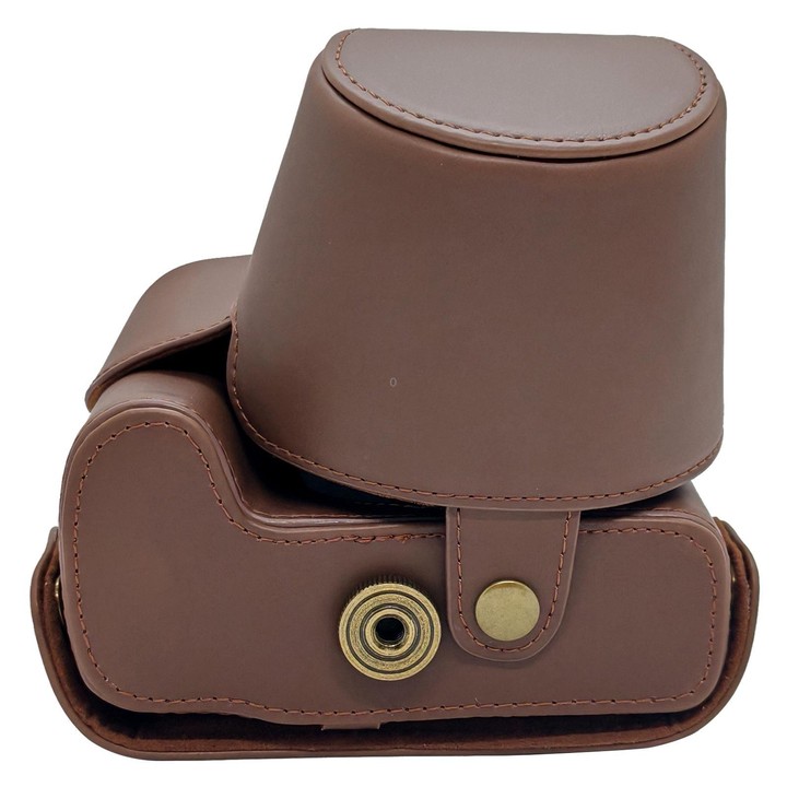 For Canon PowerShot SX50 HS Full Body Vegan Leather Camera Case Bag with Strap(Coffee)