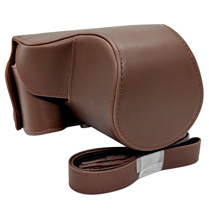 For Canon PowerShot SX50 HS Full Body Vegan Leather Camera Case Bag with Strap(Coffee)