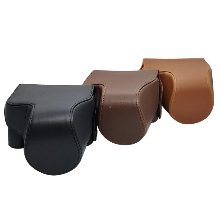 For Canon PowerShot SX50 HS Full Body Vegan Leather Camera Case Bag with Strap(Brown)