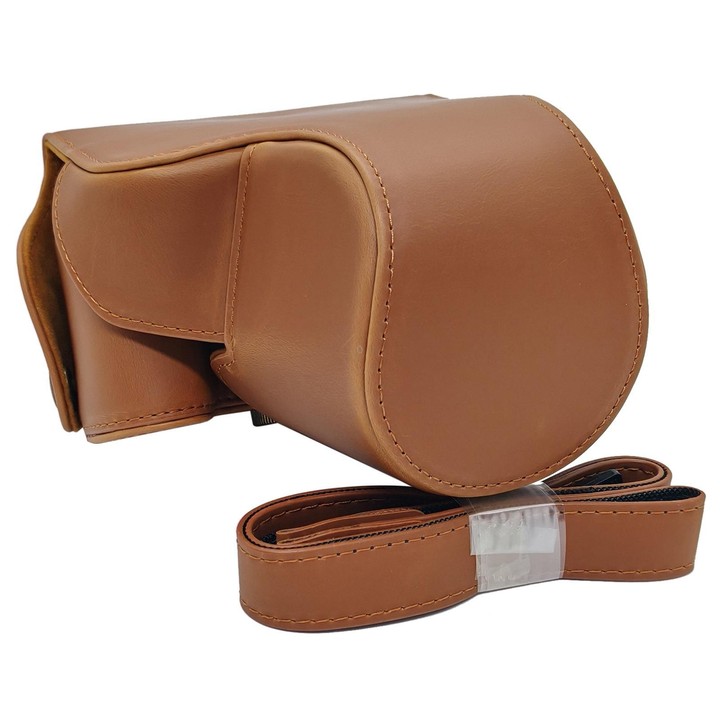 For Canon PowerShot SX50 HS Full Body Vegan Leather Camera Case Bag with Strap(Brown)