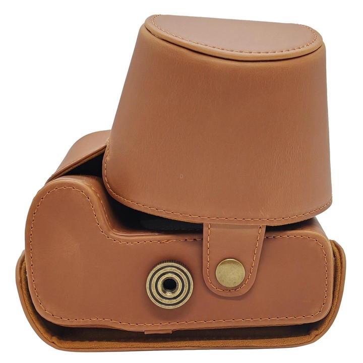 For Canon PowerShot SX50 HS Full Body Vegan Leather Camera Case Bag with Strap(Brown)
