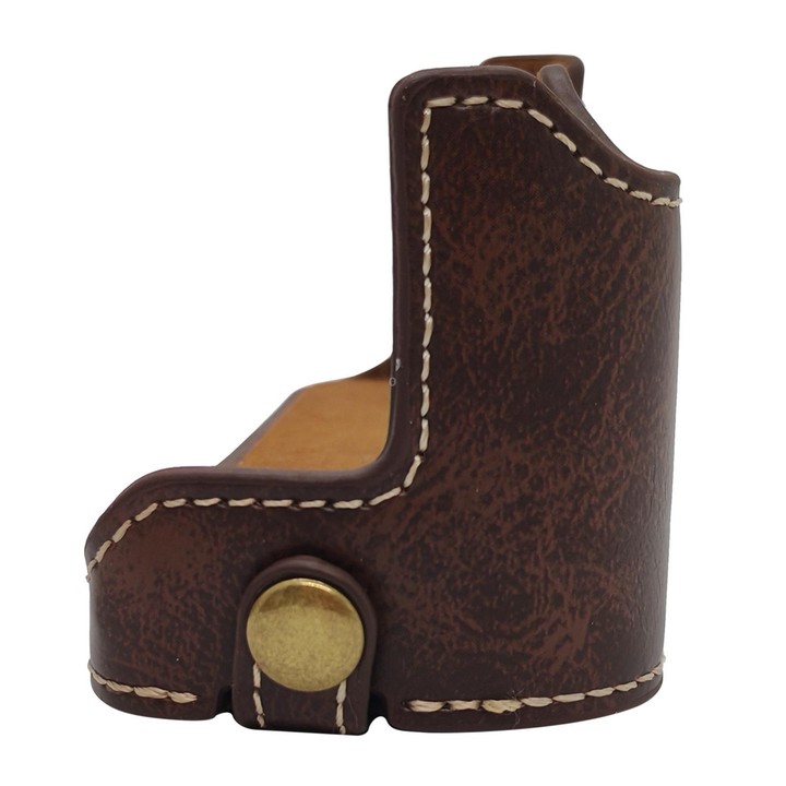 For Canon PowerShot V1 Vegan Leather Camera Half Case Base(Coffee)