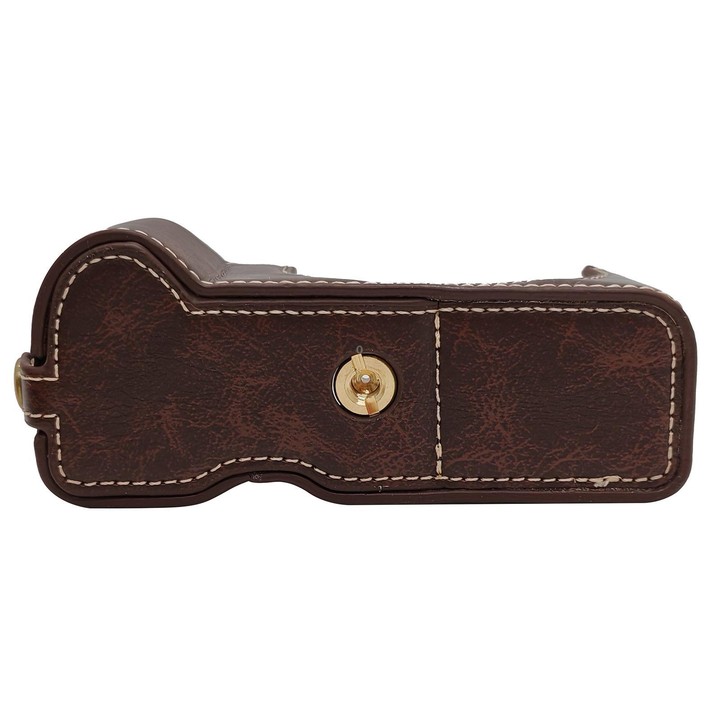 For Canon PowerShot V1 Vegan Leather Camera Half Case Base(Coffee)