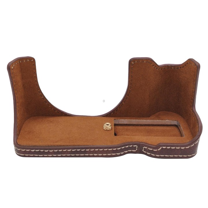 For Canon PowerShot V1 Vegan Leather Camera Half Case Base(Coffee)