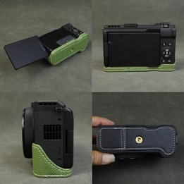 For Canon PowerShot V1 Palm Texture Vegan Leather Camera Half Case Base(Green)