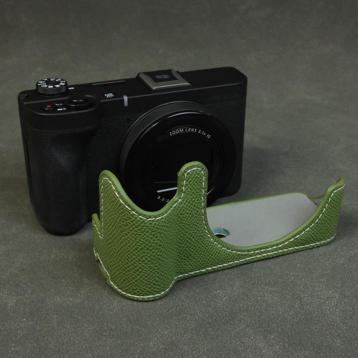 For Canon PowerShot V1 Palm Texture Vegan Leather Camera Half Case Base(Green)
