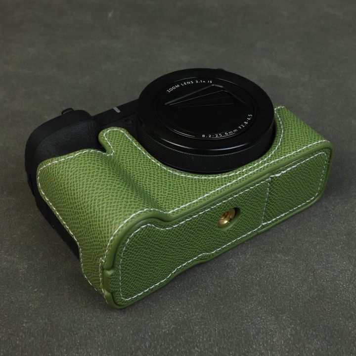 For Canon PowerShot V1 Palm Texture Vegan Leather Camera Half Case Base(Green)