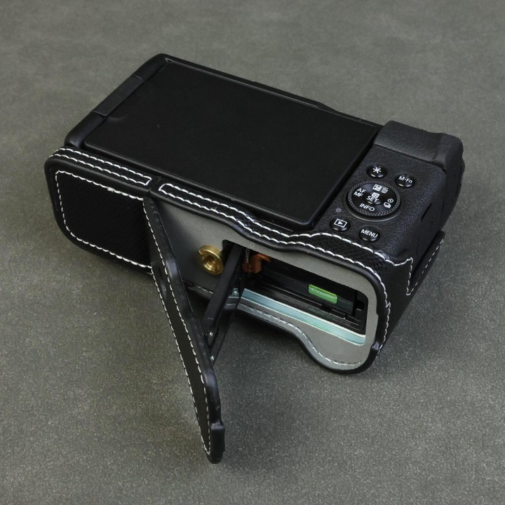 For Canon PowerShot V1 Palm Texture Vegan Leather Camera Half Case Base(Black)