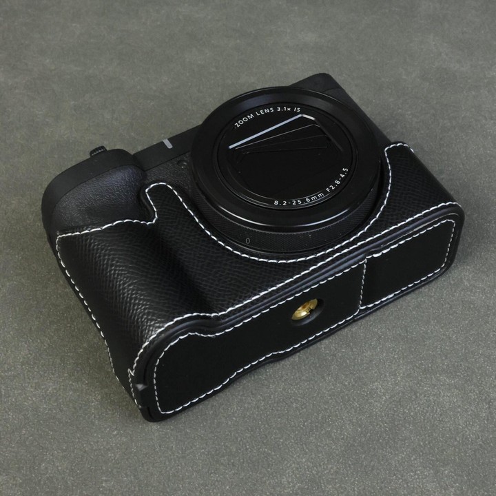 For Canon PowerShot V1 Palm Texture Vegan Leather Camera Half Case Base(Black)