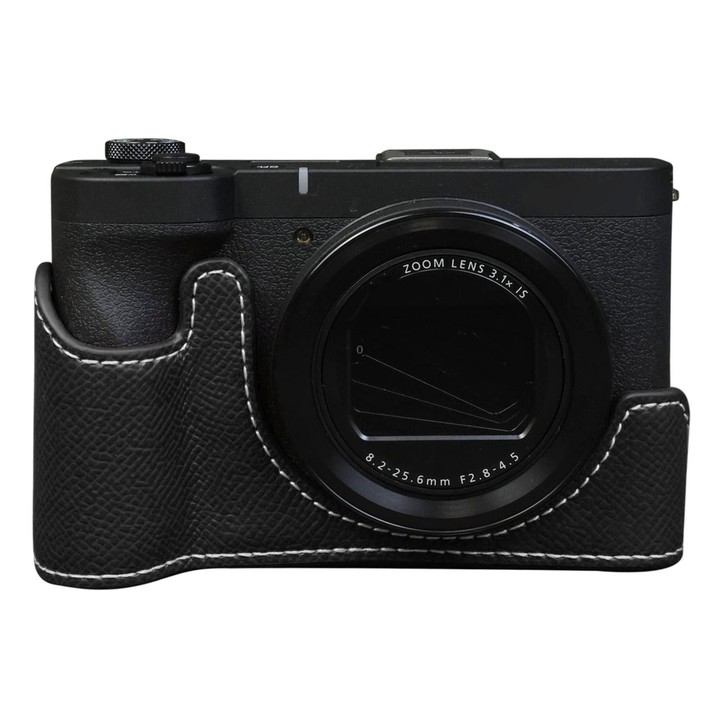 For Canon PowerShot V1 Palm Texture Vegan Leather Camera Half Case Base(Black)