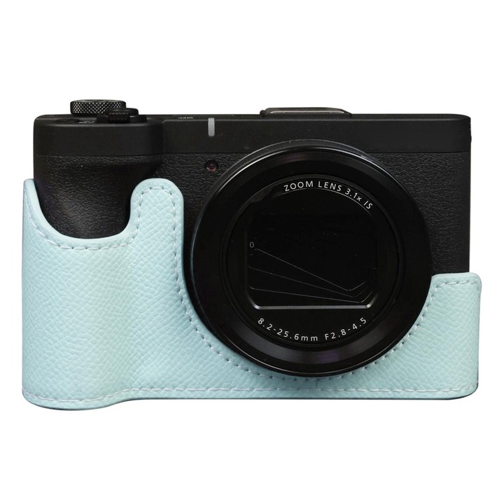 For Canon PowerShot V1 Palm Texture Vegan Leather Camera Half Case Base(Light Blue)
