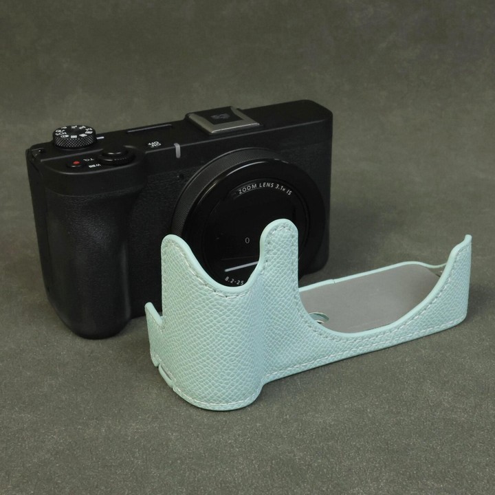 For Canon PowerShot V1 Palm Texture Vegan Leather Camera Half Case Base(Light Blue)