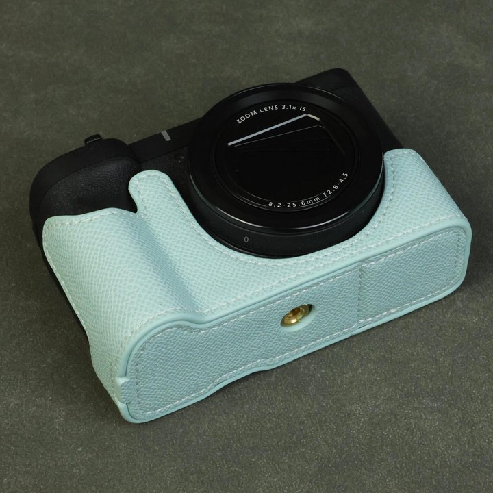 For Canon PowerShot V1 Palm Texture Vegan Leather Camera Half Case Base(Light Blue)